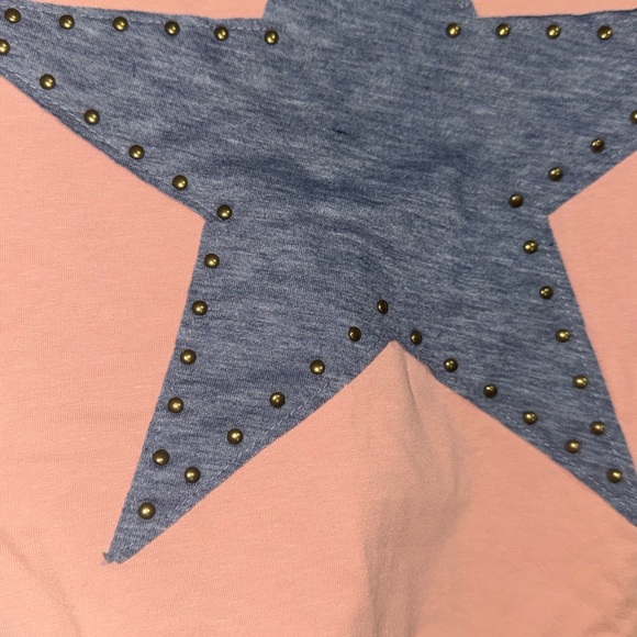 Pink T-Shirt with Blue Star & Stud Design - Picture 3 of 5